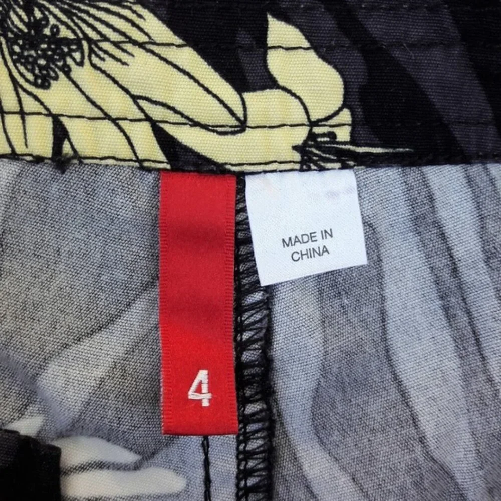 Divided by HM Board Shorts Canvas Hawaii Print Black Zebra Striping Flowers 4